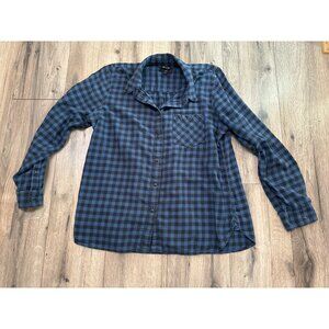 Madewell Womens Slim Boyfriend XL Blue & Black Plaid Flannel Shirt